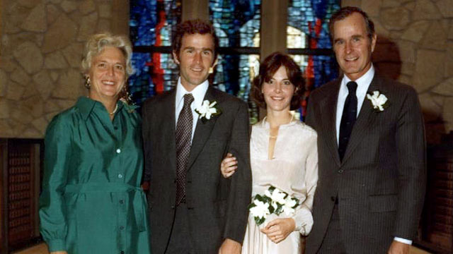 Presidential Love Stories From The Jacksons To S Abc News Photo President George W And Laura Bush Pose At Their Wedding With