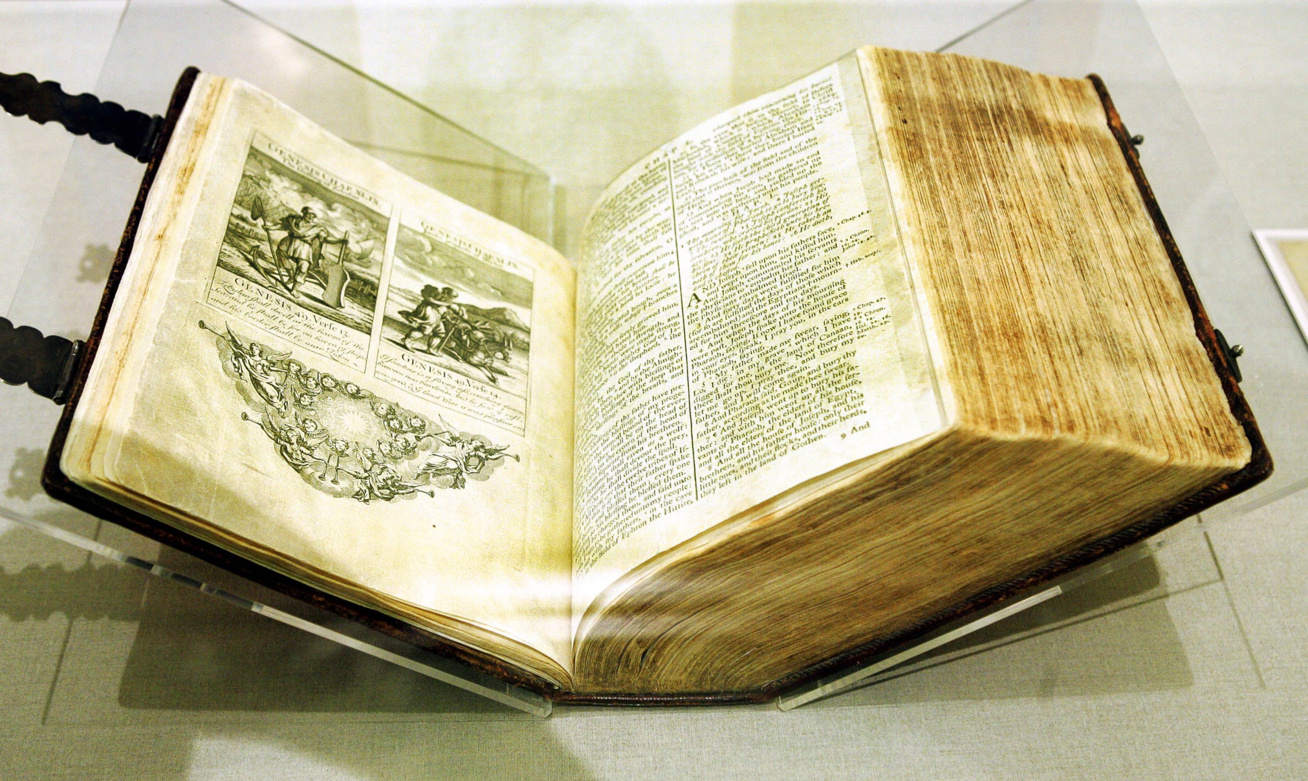 PHOTO: The Bible used by George Washington, when he took the oath of office as president of the United States, on April 30, 1789, is displayed in the National Archives, on Jan. 10, 2005 in Washington.