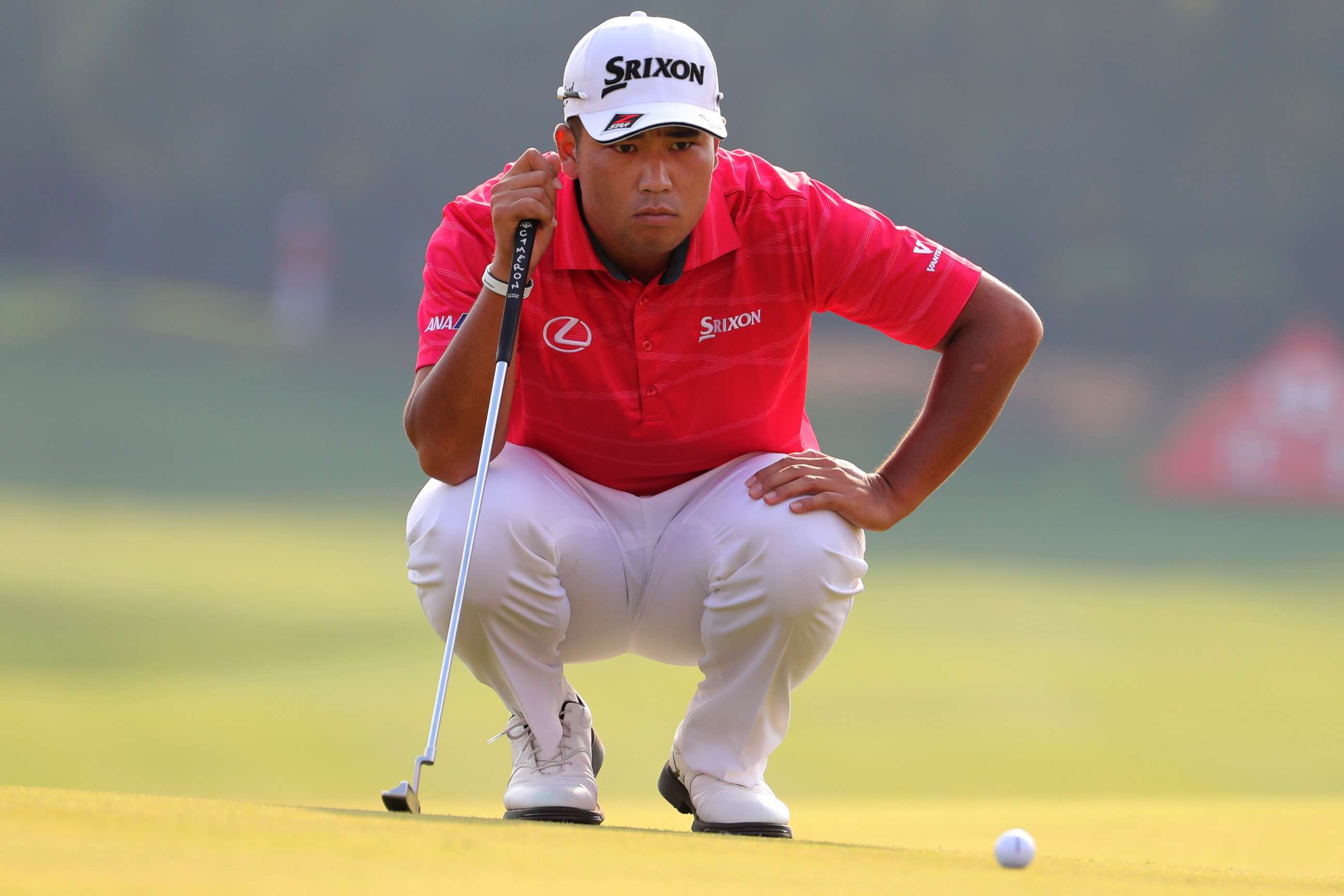 PHOTO: Hideki Matsuyama of Japan lines up his shot during the 2017 WGC-HSBC Champions golf tournament held at the Sheshan International Golf Club in Shanghai, China, Friday, Oct. 27, 2017. 