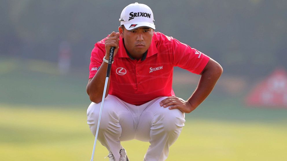 PHOTO: Hideki Matsuyama of Japan lines up his shot during the 2017 WGC-HSBC Champions golf tournament held at the Sheshan International Golf Club in Shanghai, China, Friday, Oct. 27, 2017.