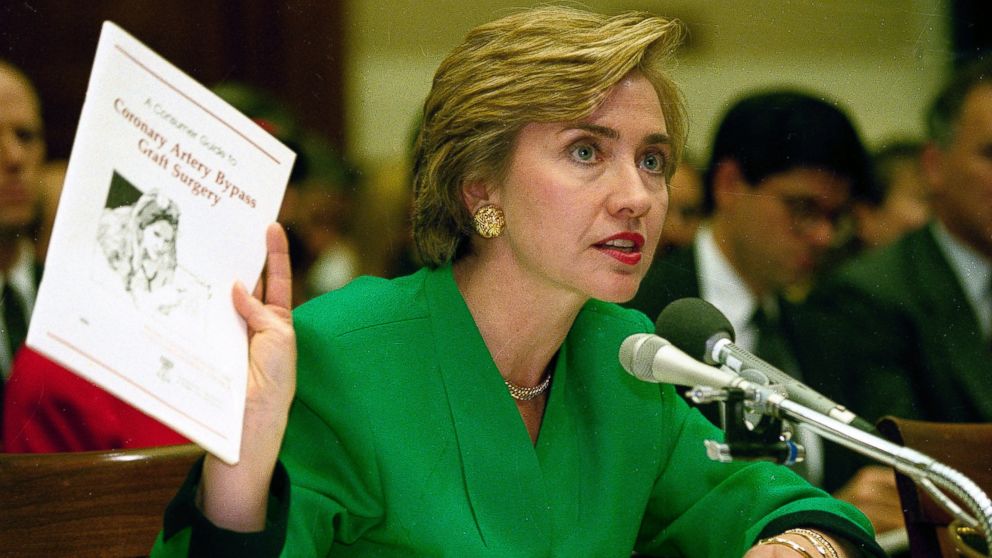 PHOTO: Then First Lady Hillary Rodham Clinton testifies on Capitol Hill before the House Energy Committee, Sept. 28, 1993.  
