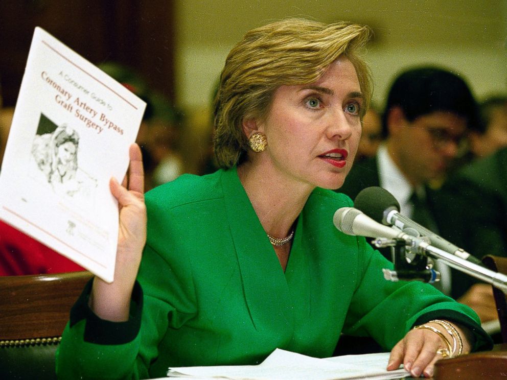 PHOTO: Then First Lady Hillary Rodham Clinton testifies on Capitol Hill before the House Energy Committee, Sept. 28, 1993.
