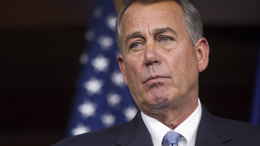 House Speaker John Boehner of Ohio listens during a news conference on Capitol Hill in Washington, Nov. 6, 2014.