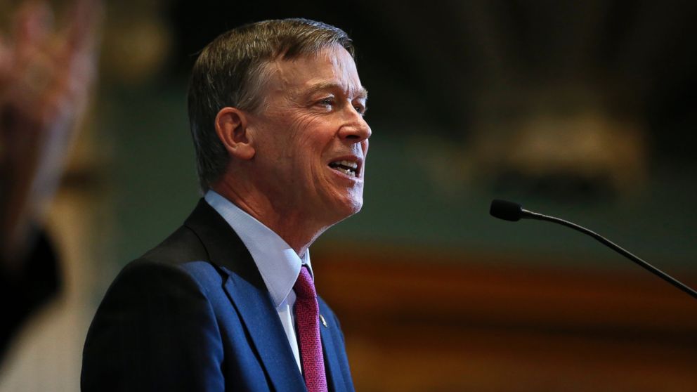 PHOTO: Colorado Gov. John Hickenlooper delivers his annual State of the State address to lawmakers and guests, inside the state legislature, in Denver, Jan. 14, 2016.