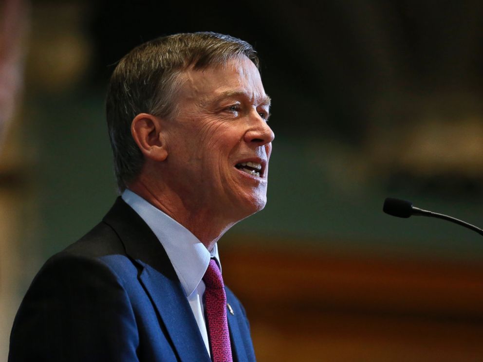 PHOTO: Colorado Gov. John Hickenlooper delivers his annual State of the State address to lawmakers and guests, inside the state legislature, in Denver, Jan. 14, 2016.