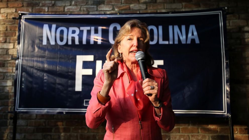 PHOTO: Sen. Kay Hagan speaks to a crowd Oct. 29, 2014, during a campaign event at the Four Seasons Restaurant and Convention Center in Rocky Mount, N.C.