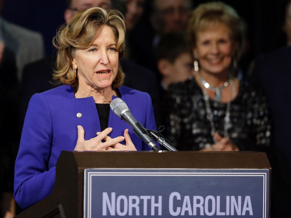 PHOTO: Sen. Kay Hagan, D-N.C., gives her concession speech during an election night rally in Greensboro, N.C., Nov. 4, 2014. Hagan conceded to Republican Thom Tillis in a tight race.