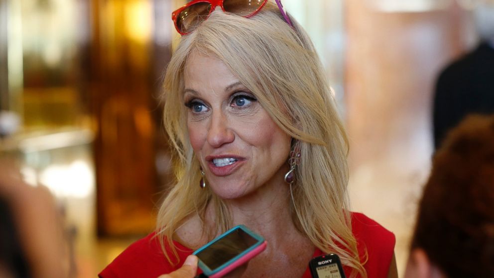 Kellyanne Conway, new campaign manager for Republican presidential candidate Donald Trump, speaks to reporters in the lobby of Trump Tower in New York,  Aug. 17, 2016.