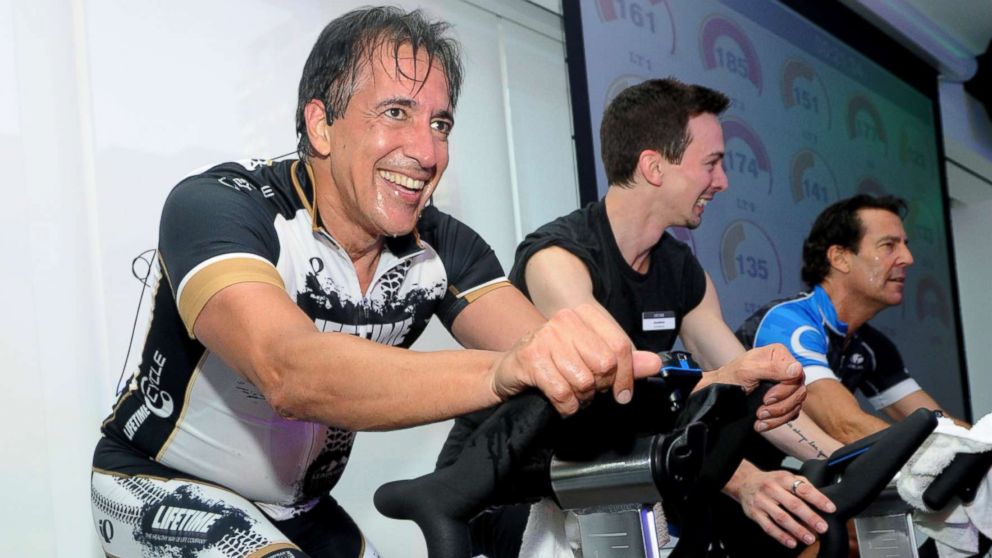 Bahram Akradi, Founder, Chairman, President and CEO, Life Time Fitness, teaches EDGE Cycle at the opening of Life Time Athletic at Sky, Wednesday, June 1, 2016, in New York. 