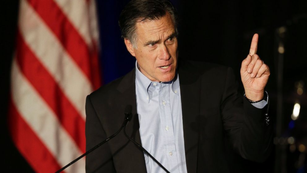 Mitt Romney, the former Republican presidential nominee, speaks during the Republican National Committee's winter meeting aboard the USS Midway Museum in San Diego, Jan. 16, 2015.