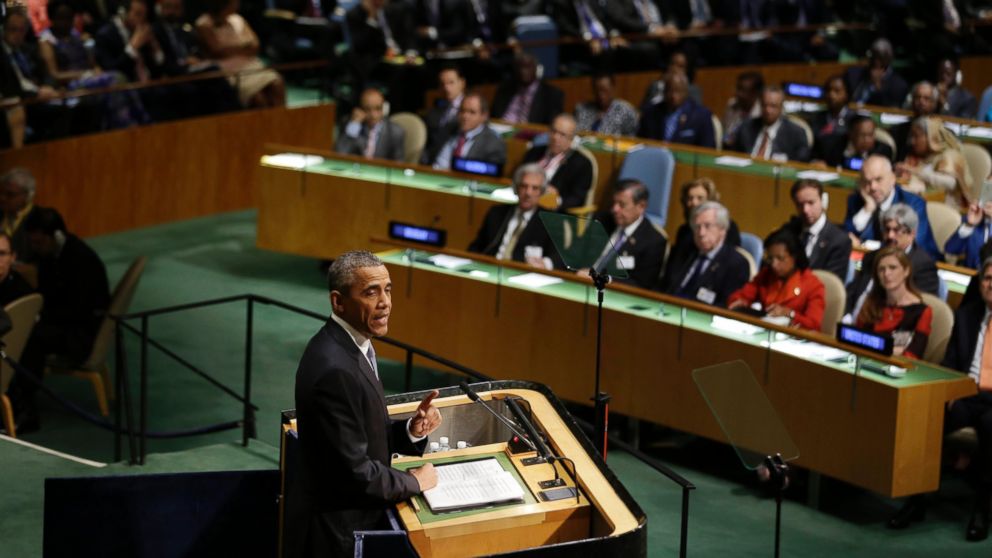 President Barack Obama speaks during the 70th session of the United Nations General Assembly at U.N. headquarters, Sept. 28, 2015. 