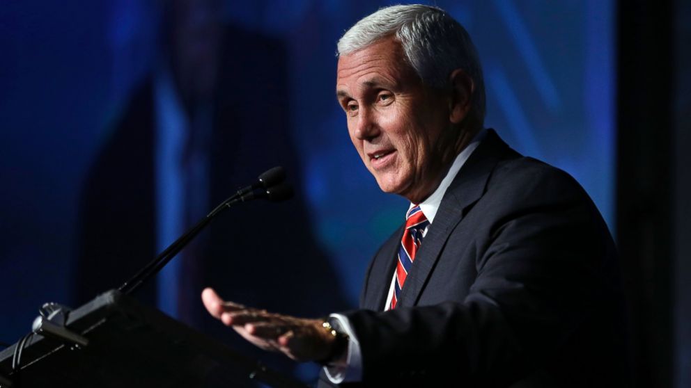 Republican vice presidential candidate, Indiana Gov. Mike Pence speaks at the American Legislative Exchange Council annual meeting in Indianapolis, Friday, July 29, 2016.