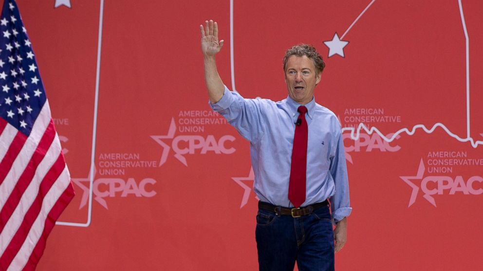 Sen. Rand Paul, R-Ky., waves as he arrives to speak during the Conservative Political Action Conference (CPAC) in National Harbor, Md., on Feb. 27, 2015.