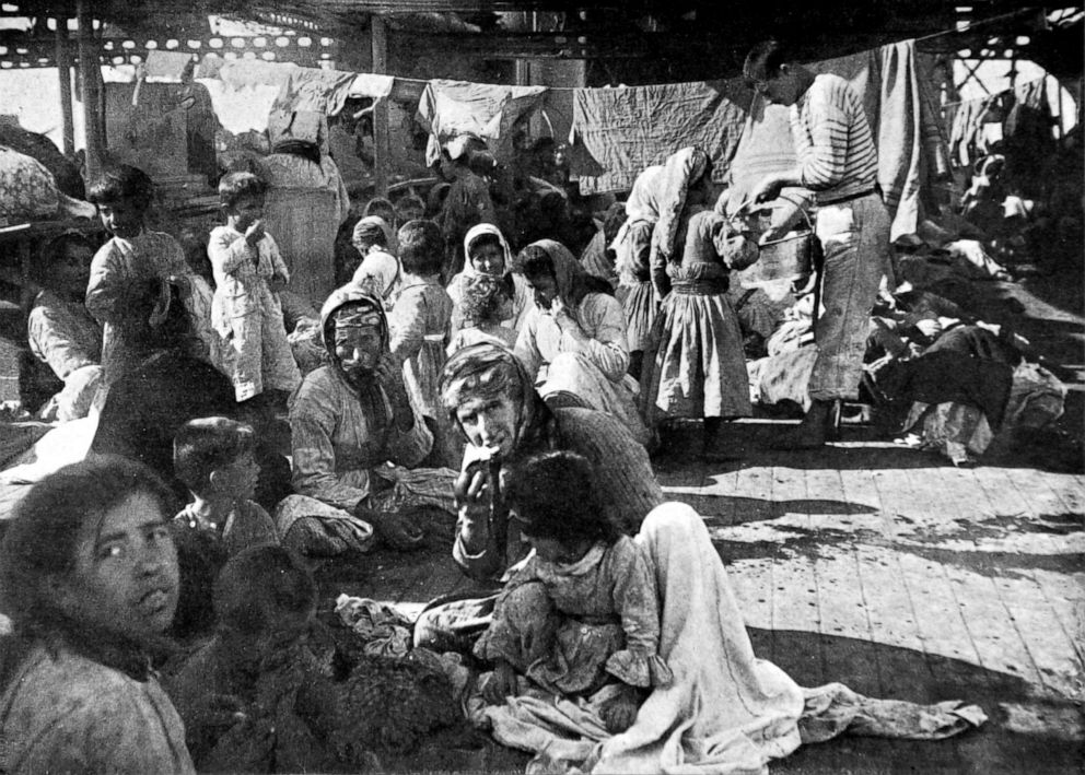 PHOTO: An encampment of Armenian refugees on the deck of a French cruiser that rescued them, 1915.