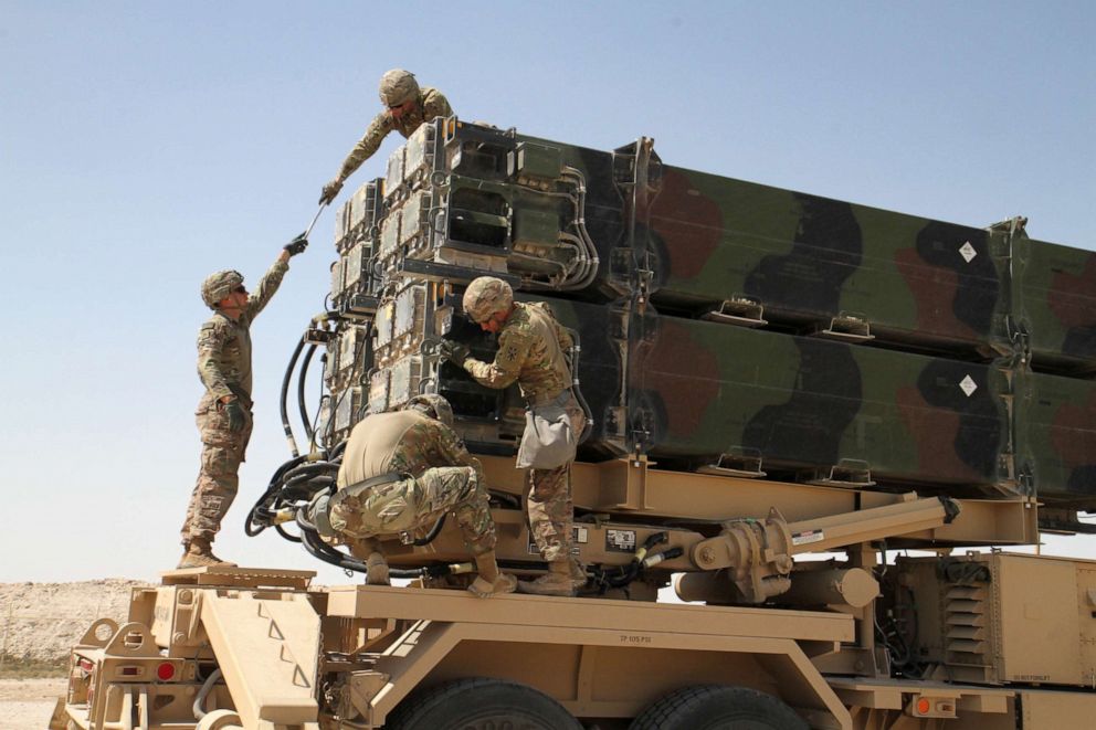 PHOTO: Soldiers from Battery C, 43rd Air Defense Artillery Regiment work together to prepare a Patriot missile launcher for reloading March 7, 2019.