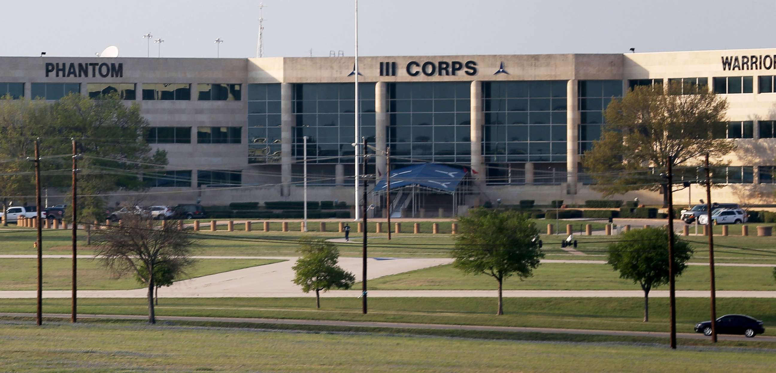PHOTO:  The III Corps Headquarters is seen on the Fort Hood Army Base in Texas, April 3, 2014.
