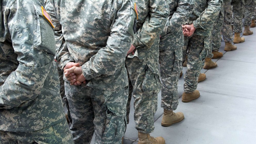 PHOTO:  Soldiers line up in an undated stock photo. 