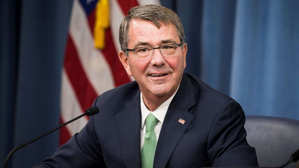 PHOTO: Secretary of Defense Ashton Carter answers questions during a press briefing at the Pentagon, July 25, 2016.