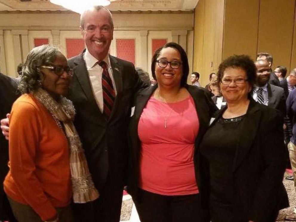 PHOTO: Ashley Bennett is pictured with Pleasantville, New Jersey Municipal Chair Irma Curry, New Jersey Governor-elect Phil Murphy, and her mother.