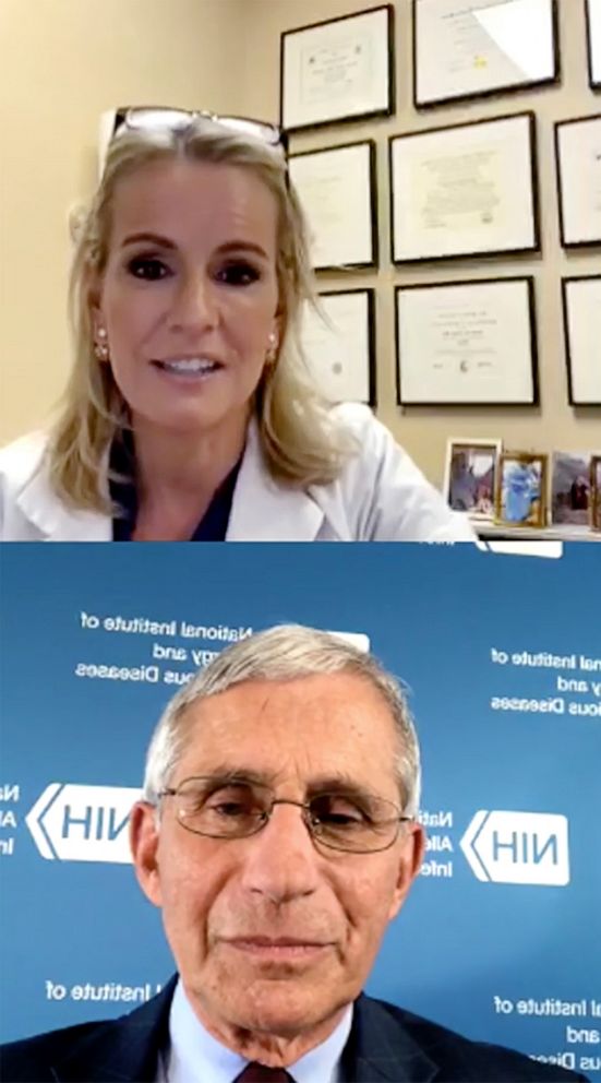 PHOTO: ABC's Chief Medical Correspondent Dr. Jennifer Ashton talks with Dr. Anthony Fauci, director of the National Institute of Allergy and Infectious Diseases during an Instagram Live conversation on ABC News, July 29, 2020.