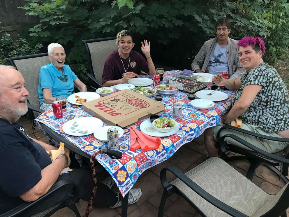 PHOTO: Oscar Juarez Hernandez, Darwin's partner, has been granted asylum and now lives in Colorado with his sponsor family. Here he is with a part of that family.