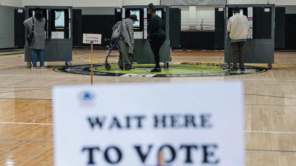 PHOTO: People vote at a polling place on Election Day in Atlanta, Georgia, on November 5, 2024.