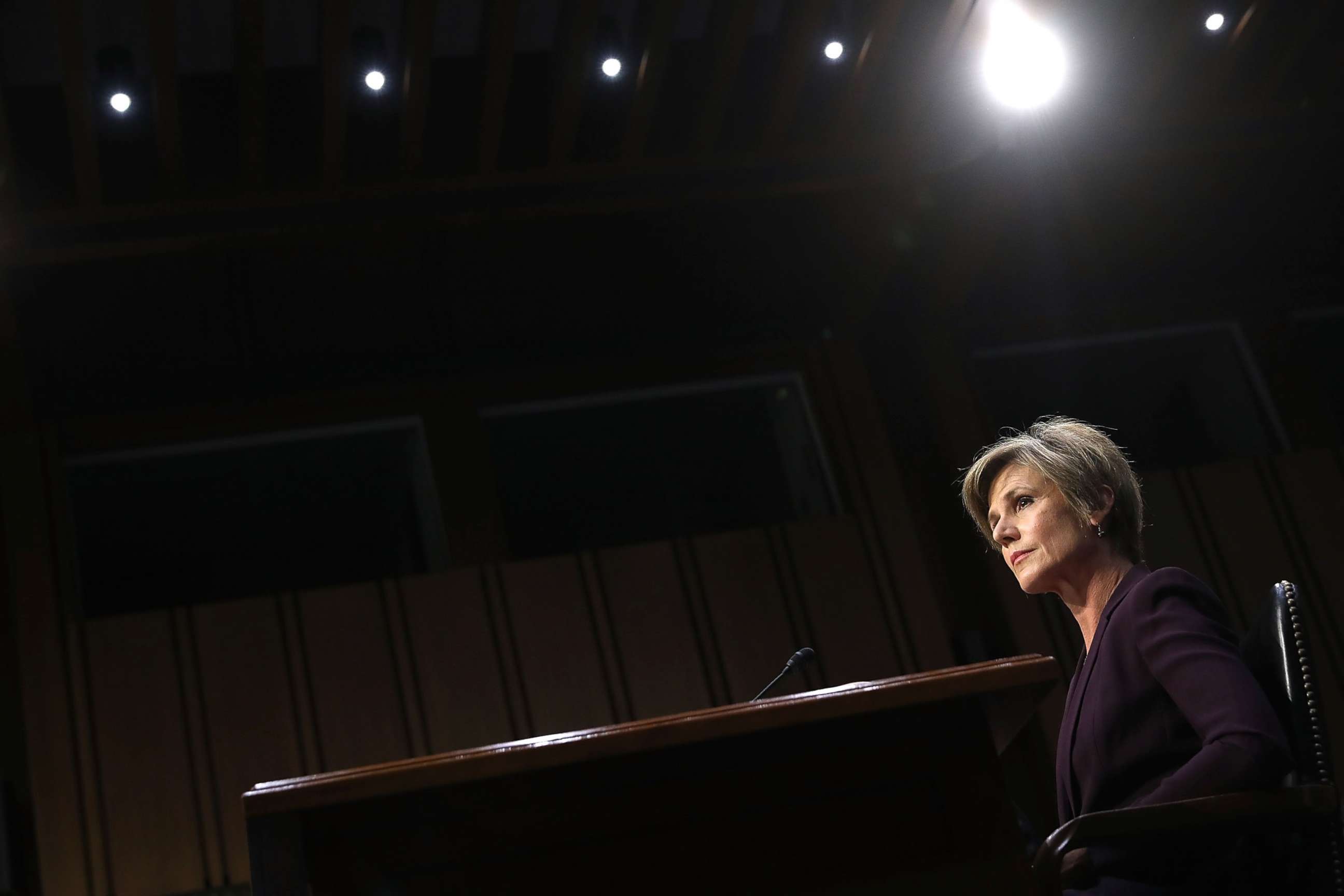 PHOTO: Former acting Attorney General Sally Yates testifies before the Senate Judiciary Committee in the Hart Senate Office Building on Capitol Hill, May 8, 2017.