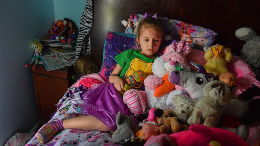 Ava Olsen, 7, who was on the playground during the Townville Elementary shooting, on April 29, 2017 in Townville, S.C. Ava suffers from PTSD and no longer can attend school. She is home-schooled and probably will attend a different school next year. 