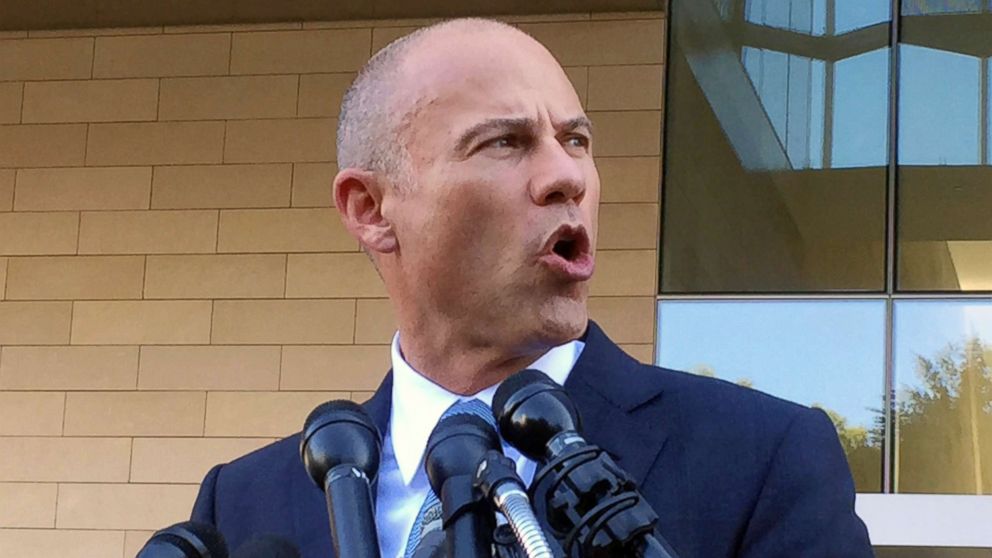 PHOTO: Michael Avenatti shown speaking to reporters after a federal court hearing in Los Angeles, Sept. 24, 2018. 