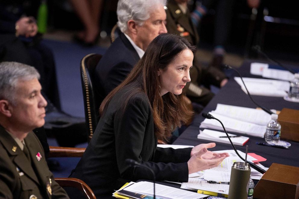 PHOTO: Director of National Intelligence Avril Haines listens testifies during a Senate Select Committee on Intelligence hearing on "Worldwide Threats," on Capitol Hill in Washington, D.C., on March 10, 2022.
