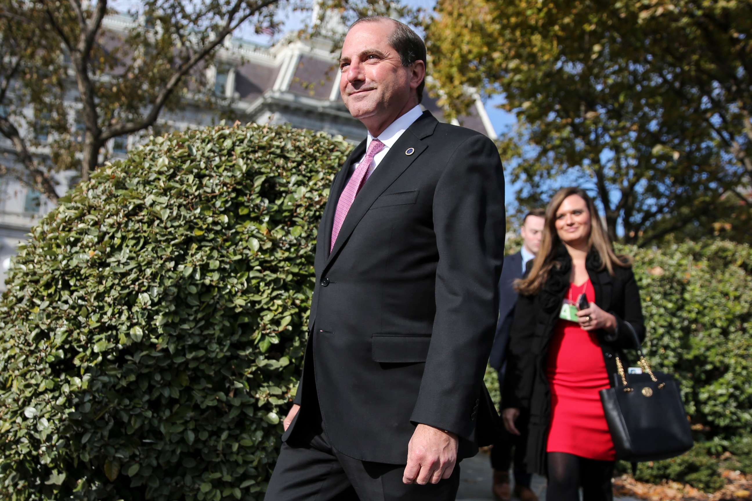 PHOTO: Health and Human Services Secretary Alex Azar walks after a TV interview at the White House on November 15, 2019 in Washington, DC.