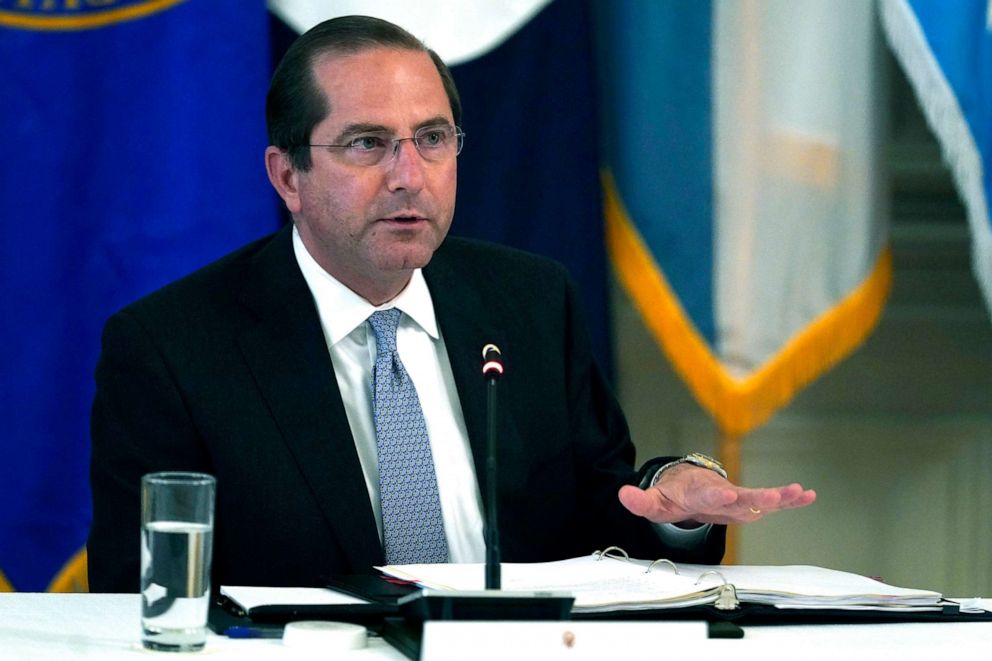 PHOTO: Health and Human Services Secretary Alex Azar speaks during a Cabinet Meeting in the East Room of the White House, May 19, 2020.