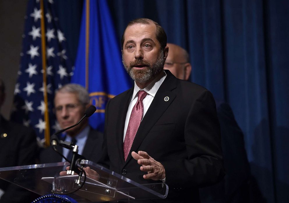 PHOTO: Health and Human Services Secretary Alex Azar speaks during a press conference at the Department of Health and Human Services on the coordinated public health response to the 2019 coronavirus, Feb. 7, 2020, in Washington, D.C. 