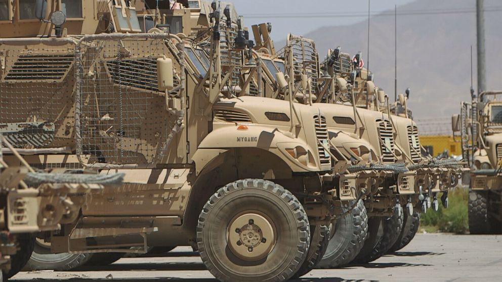 PHOTO: U.S. troops preparing to withdraw from Bagram Air Base in Afghanistan, June 23, 2021.