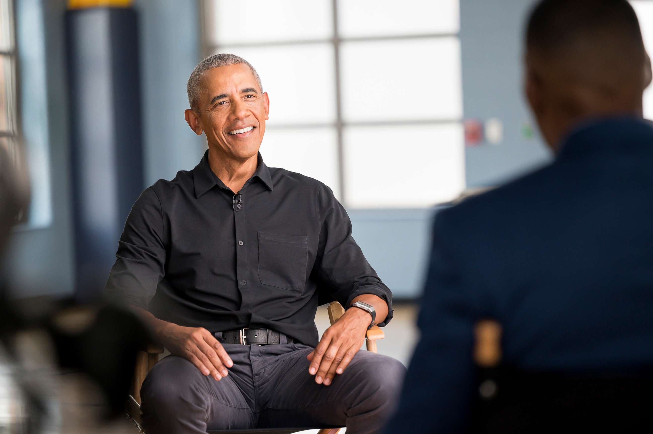 PHOTO: In this June 3, 2021, file photo, former President Barack Obama sits down for a one-on-one interview with Good Morning America Co-Anchor Michael Strahan.