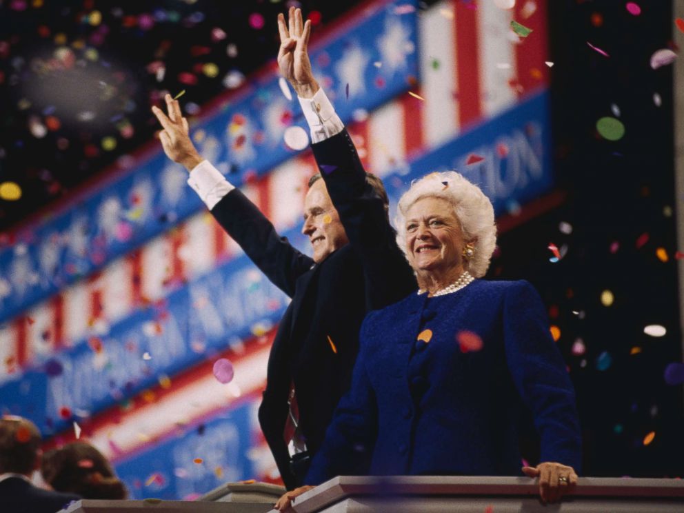 PHOTO: President George Bush and First Lady Barbara attend the 1992 Republican National Convention in Houston, Texas. Bush, the GOP nominee for president, lost his second bid for office to democrat Bill Clinton.