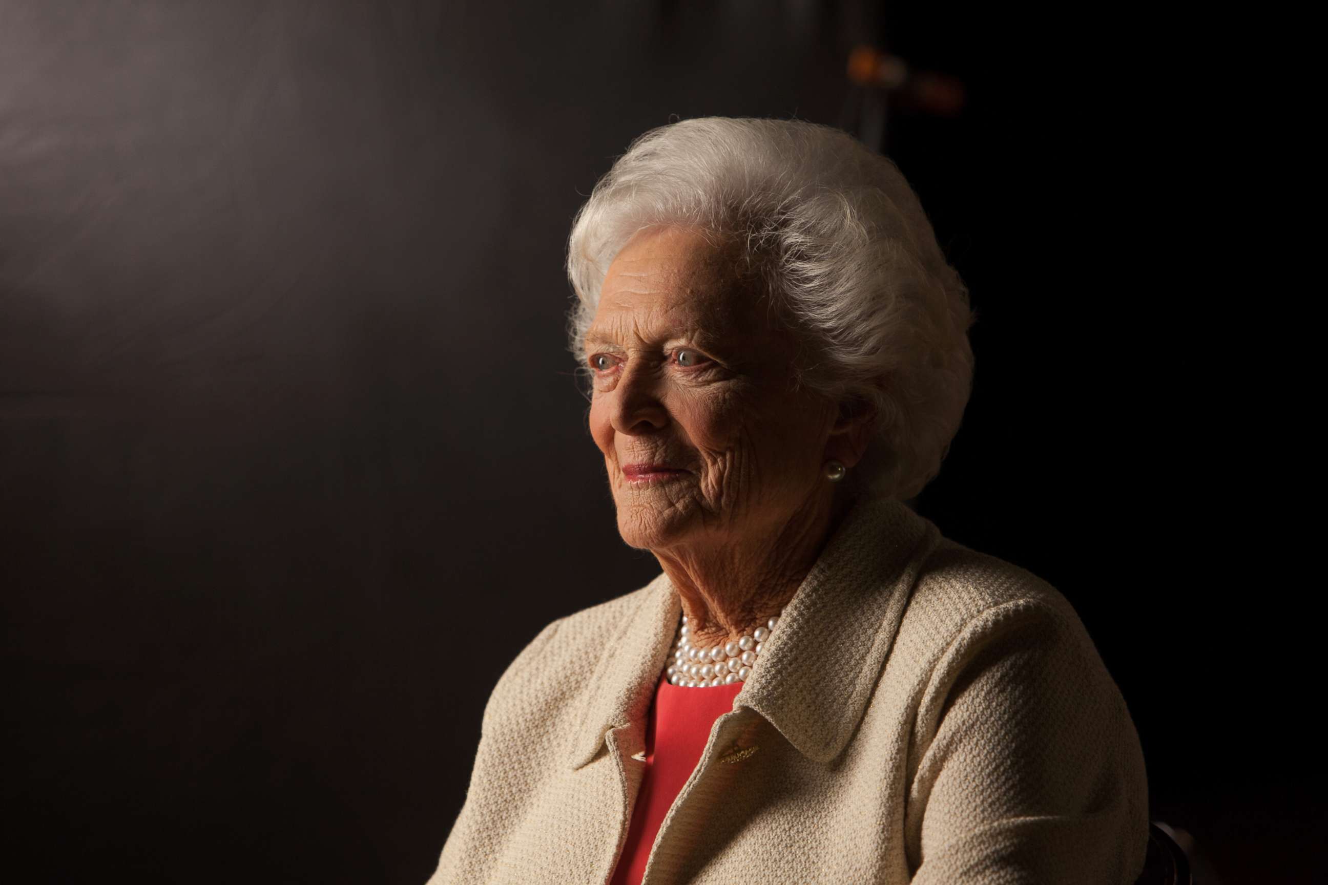 PHOTO: Former First Lady Barbara Bush is interviewed for 'The Presidents' Gatekeepers' project about the White House Chiefs of Staff at the Bush Library, Oct. 24, 2011 in College Station, Texas.