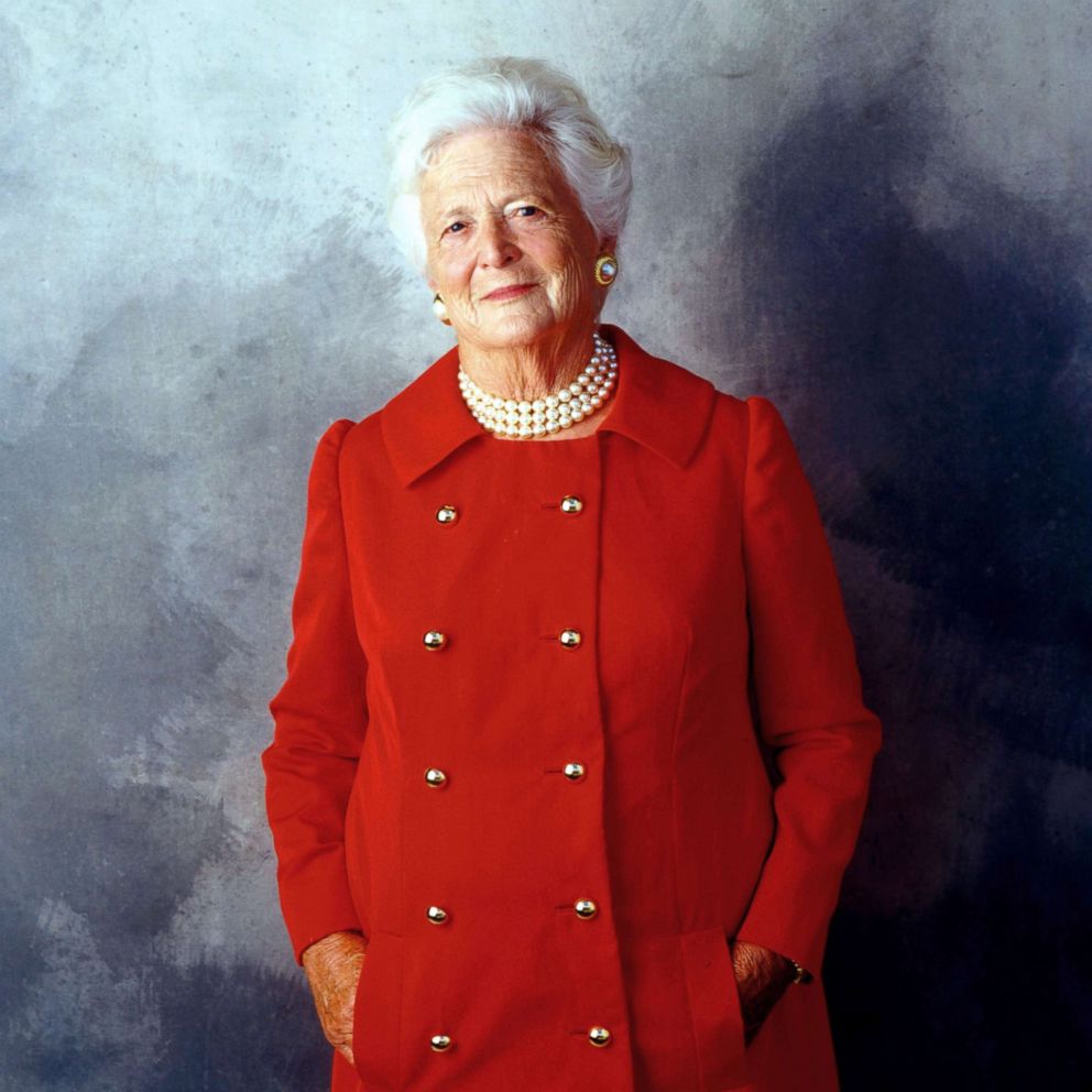 PHOTO: Former First Lady Barbara Bush poses for a portrait on Aug. 23,  2001 in Houston.