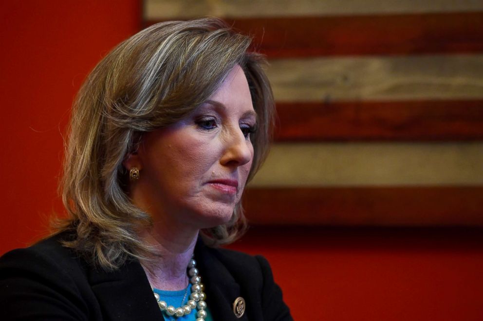 PHOTO: Congresswoman Barbara Comstock talks in her office in the Cannon building Nov. 28, 2017 in Washingto