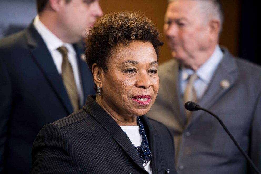   PHOTO: Representative Barbara Lee participates in a press conference on the reform of medical research on cannabis, April 26, 2018. 