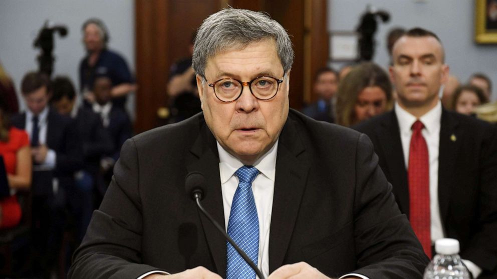 US Attorney General William Barr waits to testify during a US House Commerce, Justice, Science, and Related Agencies Subcommittee hearing on the Department of Justice Budget Request for Fiscal Year 2020, on Capitol Hill in Washington, D.C., April 9, 2019.