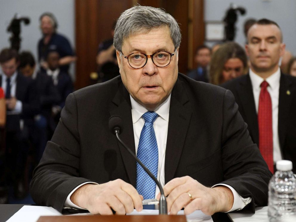 Attorney General William Barr waits to testify during a US House Commerce, Justice, Science, and Related Agencies Subcommittee hearing on the Department of Justice Budget Request for Fiscal Year 2020, on Capitol Hill in Washington, D.C., April 9, 2019.