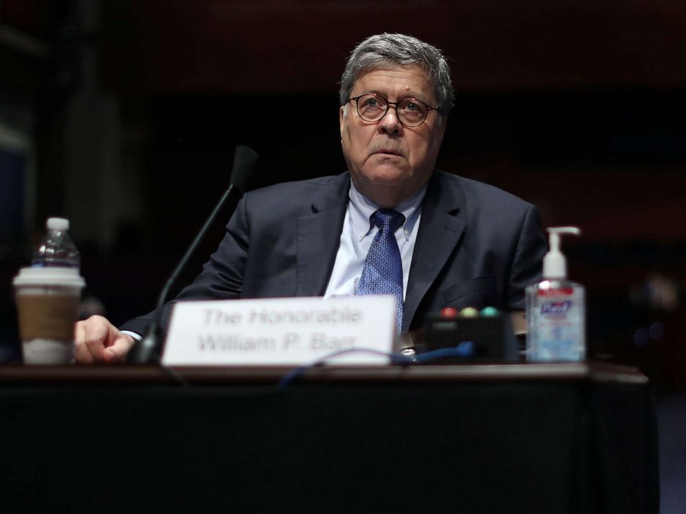 PHOTO:Attorney General William Barr testifies before the House Judiciary Committee hearing in the Congressional Auditorium at the U.S Capitol Visitors Center July 28, 2020 in Washington, D.C.