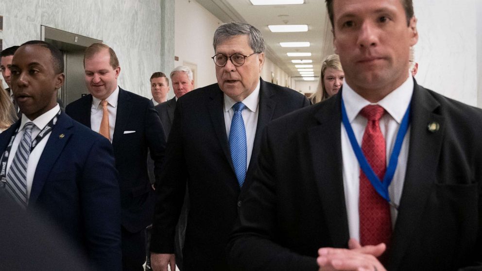 PHOTO: Attorney General William Barr arrives to appears before a House Appropriations subcommittee in Washington, D.C., April 9, 2019.