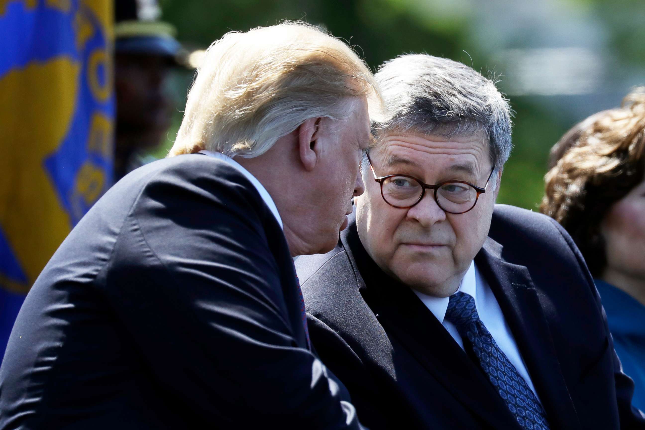 PHOTO: In this May 15, 2019 file photo, President Donald Trump and Attorney General William Barr attend the 38th Annual National Peace Officers' Memorial Service at the U.S. Capitol in Washington.