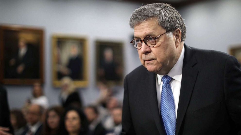 PHOTO: Attorney General William Barr arrives to testify in the Rayburn House Office Building on Capitol Hill April 9, 2019 in Washington, D.C.