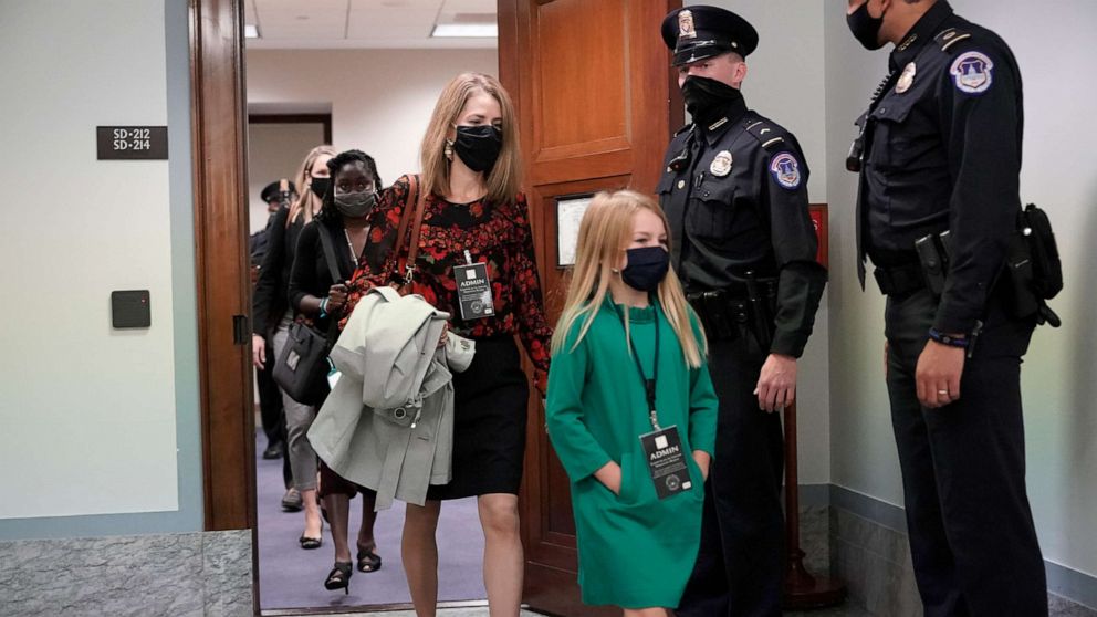 PHOTO: The children of Supreme Court nominee Amy Coney Barrett arrive for the second day of her confirmation hearing before the Senate Judiciary Committee, on Capitol Hill in Washington, D.C., Oct. 13, 2020.