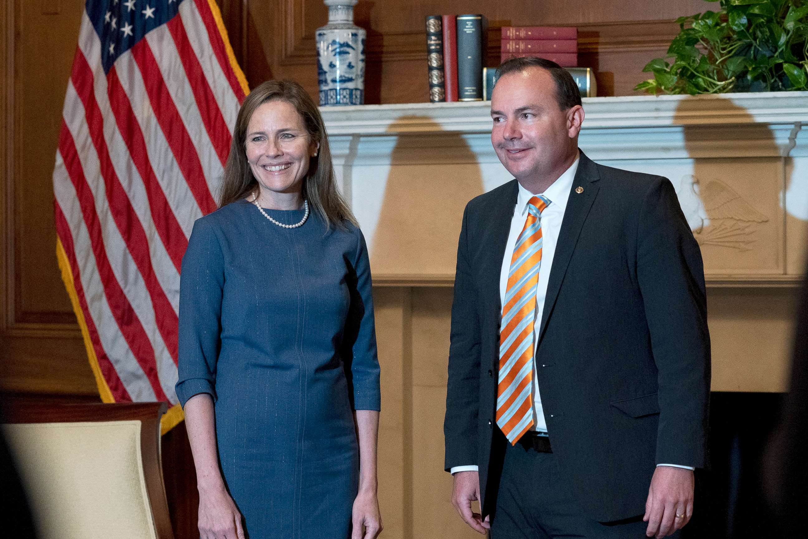 PHOTO: Judge Amy Coney Barrett, President Donald Trump's nominee to the Supreme Court, poses with Sen. Mike Lee, Sept. 29, 2020, at the Capitol in Washington.