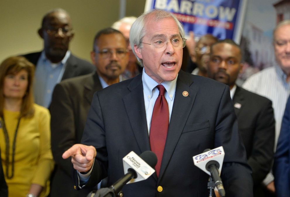 PHOTO: Democrat Georgia Secretary of State candidate John Barrow speaks during a campaign stop at Daniel Field in Augusta, Ga., Nov. 5, 2018.