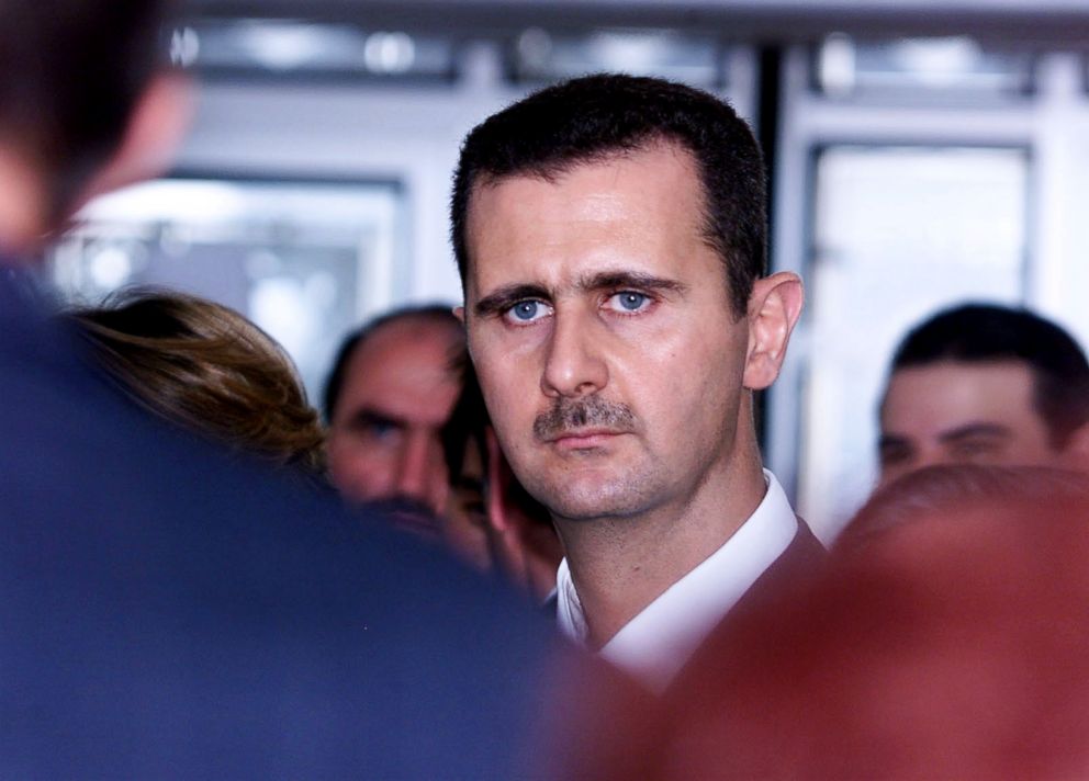 PHOTO: In this file photo taken on June 26, 2001 Syrian President Bashar al-Assad is seen during his visit at the Arab World Institute in Paris.